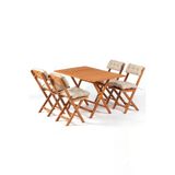 4+1 Minderli Balkon Bahçe Mutfak Bistro Set Katlanır Masa-Sandalye 120X70