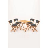 4+1 Minderli Balkon Bahçe Mutfak Bistro Set Katlanır Masa-sandalye Ahşap