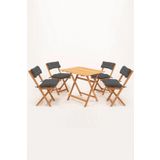 4+1 Minderli Balkon Bahçe Mutfak Bistro Set Katlanır Masa-Sandalye
