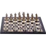 4108 Metal İspanyol Satranç Takımı Orta Boy Parlak Ve Ceviz Tahtası, 37X37x1.2 Cm