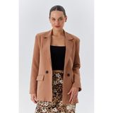 4139 Kadın Oversize Blazer Ceket Vizon - XL