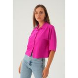 4159A Oversize Kısa Gömlek Fuşya - 40