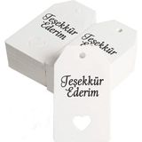 42 Adet Beyaz Teşekkür Ederim Kalp Şekilli Kuşe Düğün Etiket Hediye Paketleme Parti Hediyeleri