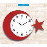 42 Cm Ay Yıldız Duvar Saati Dekoratif Duvar Saati (468612514) Kırmızı - Beyaz