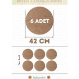 42 cm Çap 6 Adet Supla Amerikan Servis Runner MDF Duralit Magnet Altı Ahşap 3 mm (2,7 mm) Kalınlık