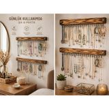 42 Kancalı Ahşap Takı Askılığı – Duvar Tipi Kolye & Bileklik Organizeri (İkili Set) takı1