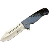 4281 Mavi Kamp Çakı 21CM - Yarı Otomatik, Kemerlikli, Oluklu