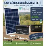 42W Hazır Solar Paketi Güneş Paneli Enerji Sistem 12Ah Akü + 10A Şarj Kontrol Cihazı + 3 Led Ampul | Taşınabilir Telefon Şarjlı Hazır Solar Aydınlatma Paketi