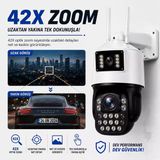 42X Optik Zoom 8Mp Çift Lensli Wifi Ptz Güvenlik Kamerası Gece Görüşü Ve 355 Derece Dönebilen Ip Kamera