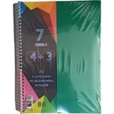 4+3 Ayraçlı Defter 7 Konulu 175 Yaprak 1 Adet 4 Kareli 3 Çizgili Spralli Plastik Kapak Seperatörlü Yeşil