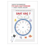 43 Cici Süsler Organizasyon Çocuk Saat Öğrenme A4 Pvc Yaz Sil Saat Kaç Materyali + Mıknatıslı Yazsil Tahta Kalemi