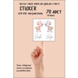 43 cici süsler organizasyon İkiz Erkek - Kız Bebek Çikolata ve Süs Etiketi 70 Adet Yapışkanlı