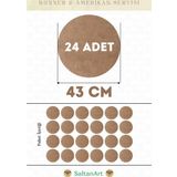 43 cm Çap 24 Adet Supla Amerikan Servis Runner MDF Duralit Magnet Altı Ahşap 3 mm (2,7 mm) Kalınlık
