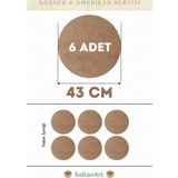 43 cm Çap 6 Adet Supla Amerikan Servis Runner MDF Duralit Magnet Altı Ahşap 3 mm (2,7 mm) Kalınlık