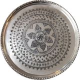 43 cm El Işlemeli Otantik Desenli Kalın Urfa Bakır Tepsi Kalaylı-K4 - 2,3 lt