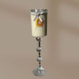 43 cm Kristal Ayaklı Cam Şamdan Mum – Limited Edition | Amber Kokulu | El Yapımı Mum - Yeşil