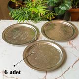 430 Kalite Krom Çelik 6 Adet Tepsi 24 Cm – Fırına Uygun, Osmanlı Motifli, Kebap & Restoran Sunum Tepsisi