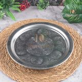 430 Kalite Krom Çelik Kulplu Tepsi 24 Cm – Fırına Uygun, Osmanlı Motifli, Kebap & Restoran Sunum Tepsisi
