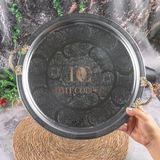 430 Kalite Krom Çelik Kulplu Tepsi 35 Cm – Fırına Uygun, Osmanlı Motifli, Kebap & Restoran Sunum Tepsisi
