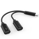 4313 Lightning Kulaklık Şarj Çoklayıcı Çevirici Dönüştürücü Adaptör (iphone 7 8 X 11 Plus) 10 Cm Siyah