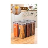 432 gr 6lı Etiketli Kare Un Erzak Bakliyat Saklama Kabı Takımı Seti 1.70 Lt - Gri, 432-GR-6 - 0 Siyah - Option-1