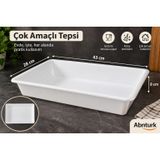 43x28x8cm Beyaz Plastik Peynir Leğeni- Orta Boy Peynir Gıda Küveti Çok Amaçlı Derin Tepsi-2 No Köşeli Küvet