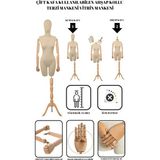 44 Beden Çift Kafalı Ahşap Kukla Kollu Terzi Mankeni Vitrin Mankeni Stüdyo Fotoğraf Çekim Mankeni - 46