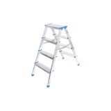 4+4 Çift Basamaklı Alüminyum Metal Merdiven Yükseklik = 92Cm Baş Genişlik = 8Cm (4915)