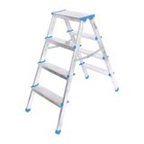 4+4 Çift Basamakli Alüminyum Metal Merdiven Yükseklik = 92Cm Baş Genişlik = 8Cm (5047)