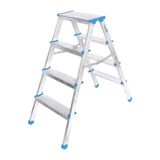 4+4 Çift Basamaklı Alüminyum Metal Merdiven Yükseklik = 92Cm Baş Genişlik = 8Cm (5433)