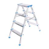 4+4 ÇİFT BASAMAKLI ALÜMİNYUM METAL MERDİVEN YÜKSEKLİK = 92CM BAŞ GENİŞLİK = 8CM