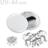 44 mm Uv Baskıya Uygun Buton Şişe Açacağı Anahtarlık VG44UVAN - 250 Adet - Gümüş - Beyaz