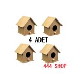 444 4'lü Ahşap Kuş Evi Kuş Yuvası 10 Cm X 10 Cm X 12 Cm Boyanabilir Kuş Yuvası.