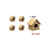 444 5' Li Ahşap Kuş Evi Kuş Yuvası 10 Cm X 10 Cm X 12 Cm Boyanabilir Kuş Yuvası.