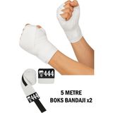 444 Marka 3,5 Metre Boks Bandajı Kickbox Muay Thai Sanda El Bandajı 5 Metre x 2 Adet Çift Boks Bandajı Sargı Bandaj - Beyaz
