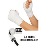444 Marka Boks Kickbox Muay Thai Sanda El Bandajı 3,5 Metre x 2 Adet Çift Boks Bandajı Sargı Bandaj - Standart - Beyaz