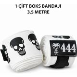 444 Marka Boks Kickbox Muay Thai Sanda El Bandajı 3,5 Metre x 2 Adet Çift Boks Bandajı Sargı Bandaj - Standart