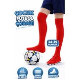 444 Marka Futbol Maç Çorabı Futbol Tozluk Futbol Halısaha Çorabı Çocuk - Standart - Kırmızı