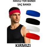 444 Marka Havlu Ter Bandı Kafa Bandı Headband Tenis Saç Bandı - Standart - Kırmızı