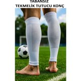 444 Marka Tabansız Futbol Çorabı Tozluk Futbolcu Tozluğu Tabansız Tekmelik Tutucu Futbol Çorabı Sporcu Tozluğu - Standart - Beyaz