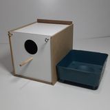 444 Shop Folluklu Muhabbet Kuşu Yuvalık 19.5x22 cm Ham MDF ve Beyaz MDF Malzemeden Üretildi