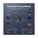 4487 HDMI To VGA Monitör Tv Çevirici Dönüştürücü Kablosu, USB - VGA Adaptörler - 0 - Siyah - Option-1