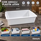 44x34x16cm Beyaz Plastik Peynir Leğeni- Büyük Boy Peynir Gıda Küveti Çok Amaçlı Derin Tepsi-5 No Köşeli Küvet