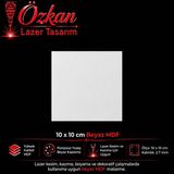 45 Adet 10X10 Kare Tek Yüz Beyaz Mdf Özkan Lazer Bardak Altı Supla