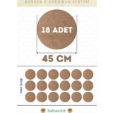 45 cm Çap 18 Adet Supla Amerikan Servis Runner MDF Duralit Magnet Altı Ahşap 3 mm (2,7 mm) Kalınlık