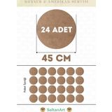 45 cm Çap 24 Adet Supla Amerikan Servis Runner MDF Duralit Magnet Altı Ahşap 3 mm (2,7 mm) Kalınlık