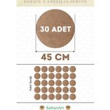 45 cm Çap 30 Adet Supla Amerikan Servis Runner MDF Duralit Magnet Altı Ahşap 3 mm (2,7 mm) Kalınlık
