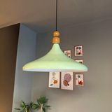 45 cm Çap Champion x l Mint Kalın Ahşap Boncuk Avize Tekli Sarkıt Lamba Restoran Salon Mutfak Avize