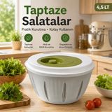 4,5 L Büyük Boy Salata Kurutucu Çevir Kurut Bpa Içermez Sebze ve Yeşillik Kurutma Aparatı Sariva Home