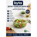 4,5 L Şeffaf Yuvarlak Plastik Badya No:3 Bpa Içermez Çok Amaçlı Gıda Hazırlama, Salata Servis ve Saklama Kabı